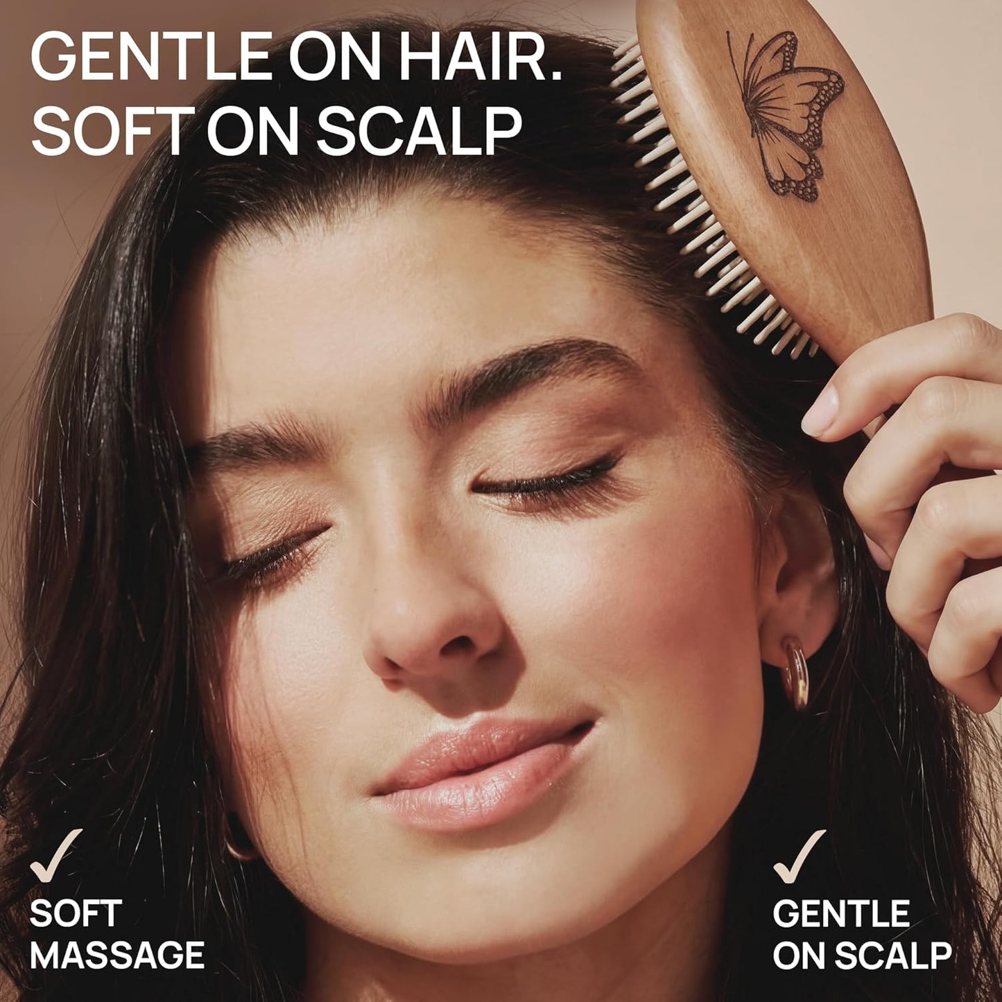 Natural Wooden Hair Brush - Anti-Breakage Wood Bristle with Pear Wood Handle | Gentle Scalp Massage, Anti-Static for All Hair Types