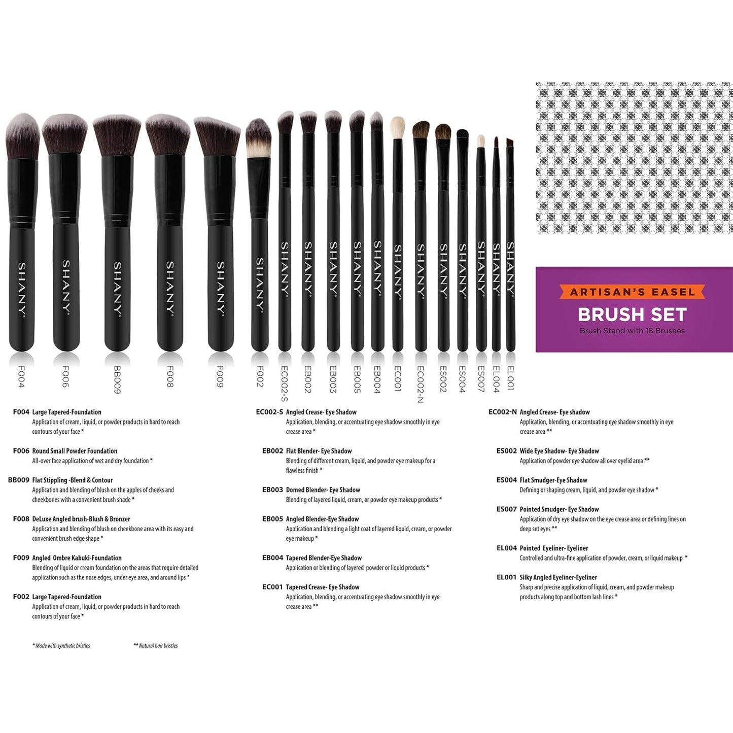 Artisan Kabuki Makeup Brush Set - 18 Pcs Complete Set with Convertible Holder | Premium Quality Brushes