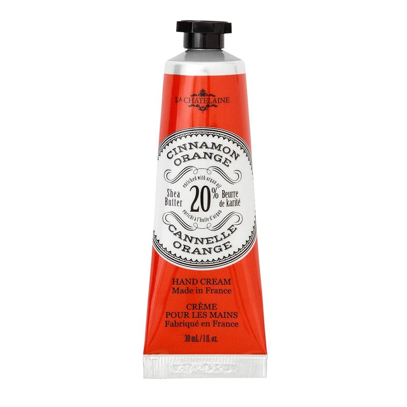 La Chatelaine Shea Butter Hand Cream - Organic Argan Oil & Vitamin E, Moisturizing Lotion | 1 oz / 30ml (Cinnamon Orange)