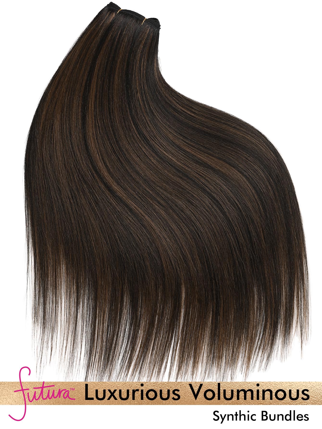 HANNE Sew in Hair Extensions 3 Bundles 18 20 22 Inch 4-Layer Craftsmanship 100% Japanese Futura Fiber Straight Bundles Synthetic Quick Weave Hair Bundles（1B/30）