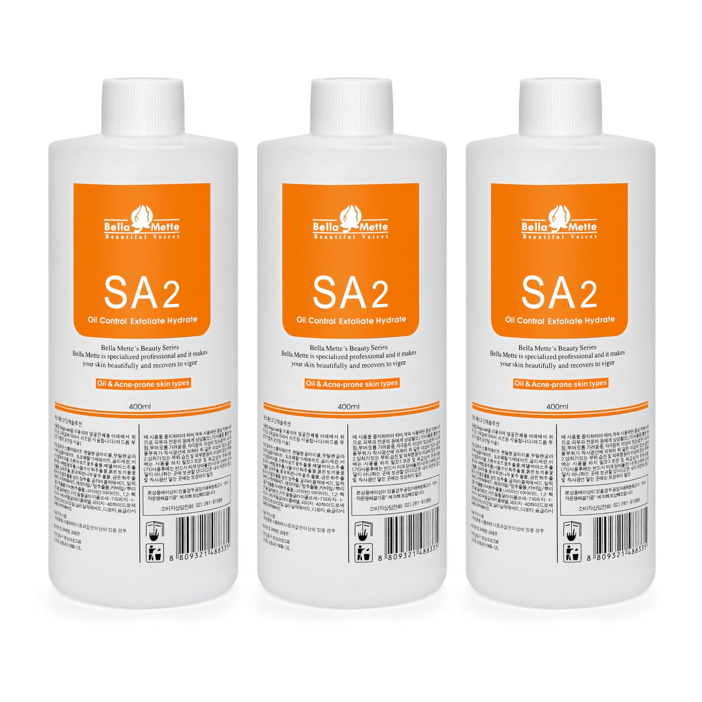 AS1 SA2 AO3 Aqua Peeling Solution Skin Care Aquapeel Serum for Facial Dermabrasion Machine Cleansing and Moisturizing 400ml/14.1Fl.oz Set of 3 Bottles SA2 Elitzia ETSA02