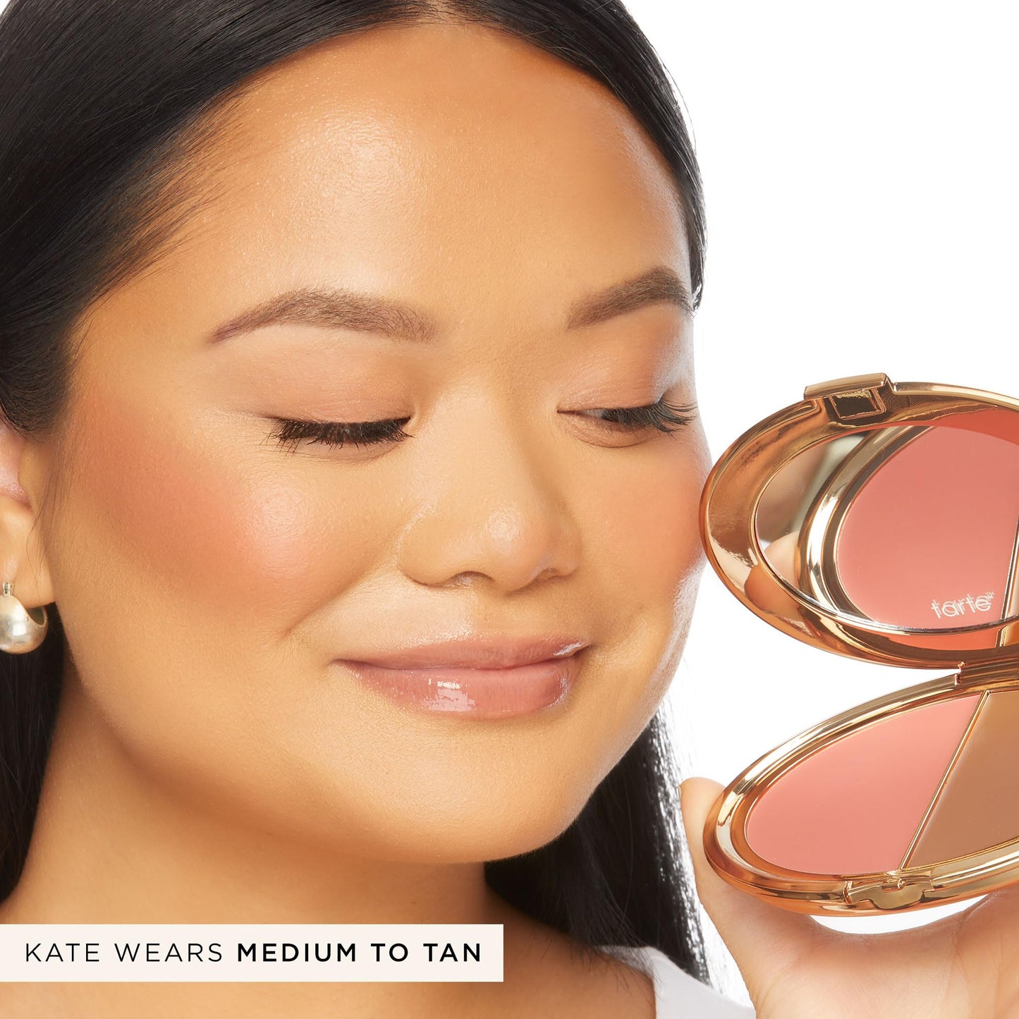 tarte park ave princess cream cheek duo – Blush & Bronzer Duo with Buildable Waterproof Cheek Tint Infused with Coconut, Vitamin E & Guava Seed, Vegan & Cruelty-Free, full size, medium to tan