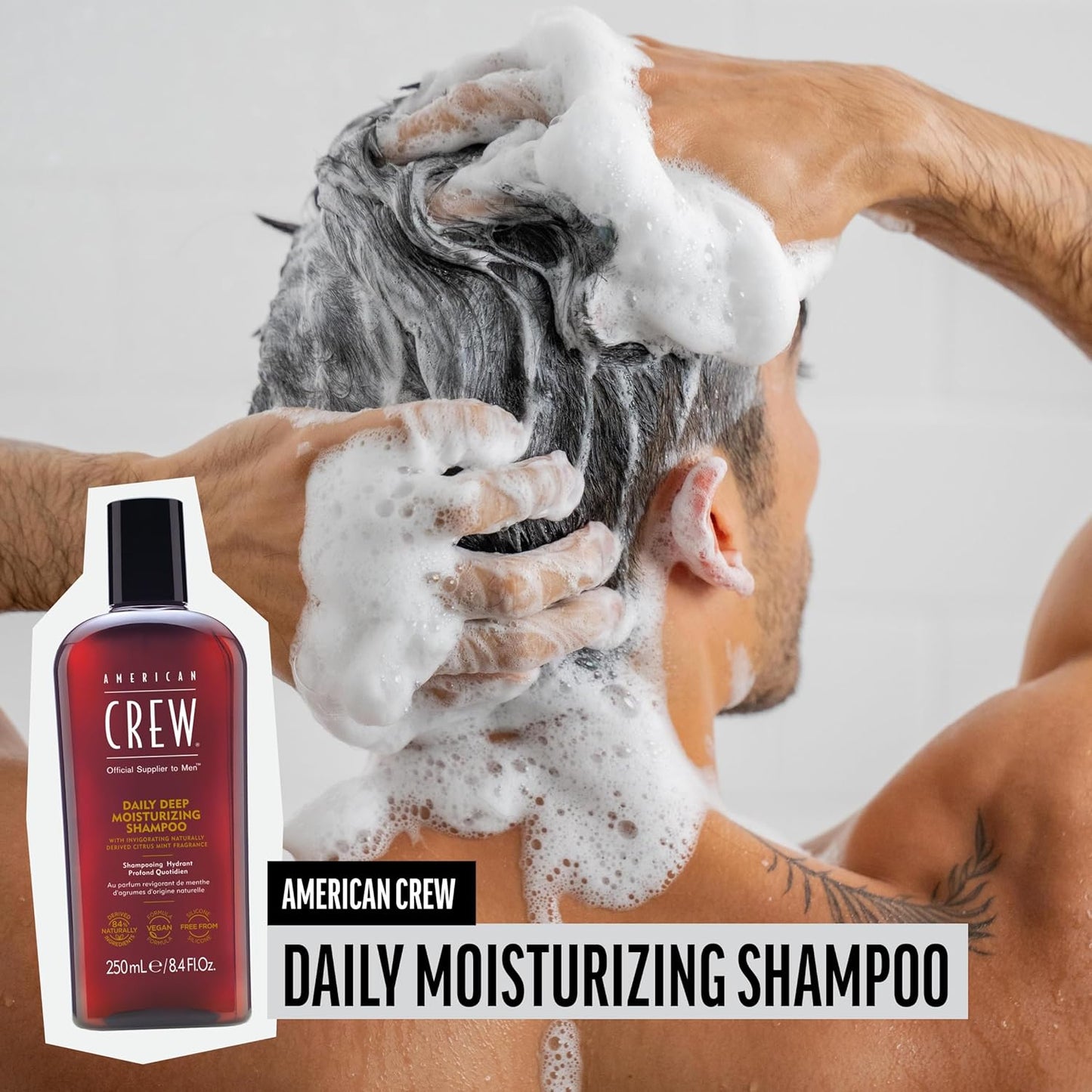 American Crew Shampoo for Men - Daily Deep Moisturizer, Vegan Citrus Mint Formula | 33.8 Fl Oz
