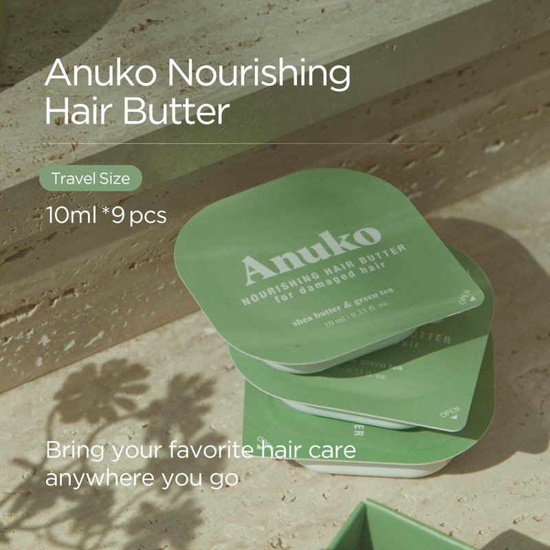 Nourishing Hair Butter Travel Kit for Damaged Hair, 10ml*9pcs, Shea Butter & Green Tea, Korean Hair Care, Hair Treatment Mask, Vegan Protein