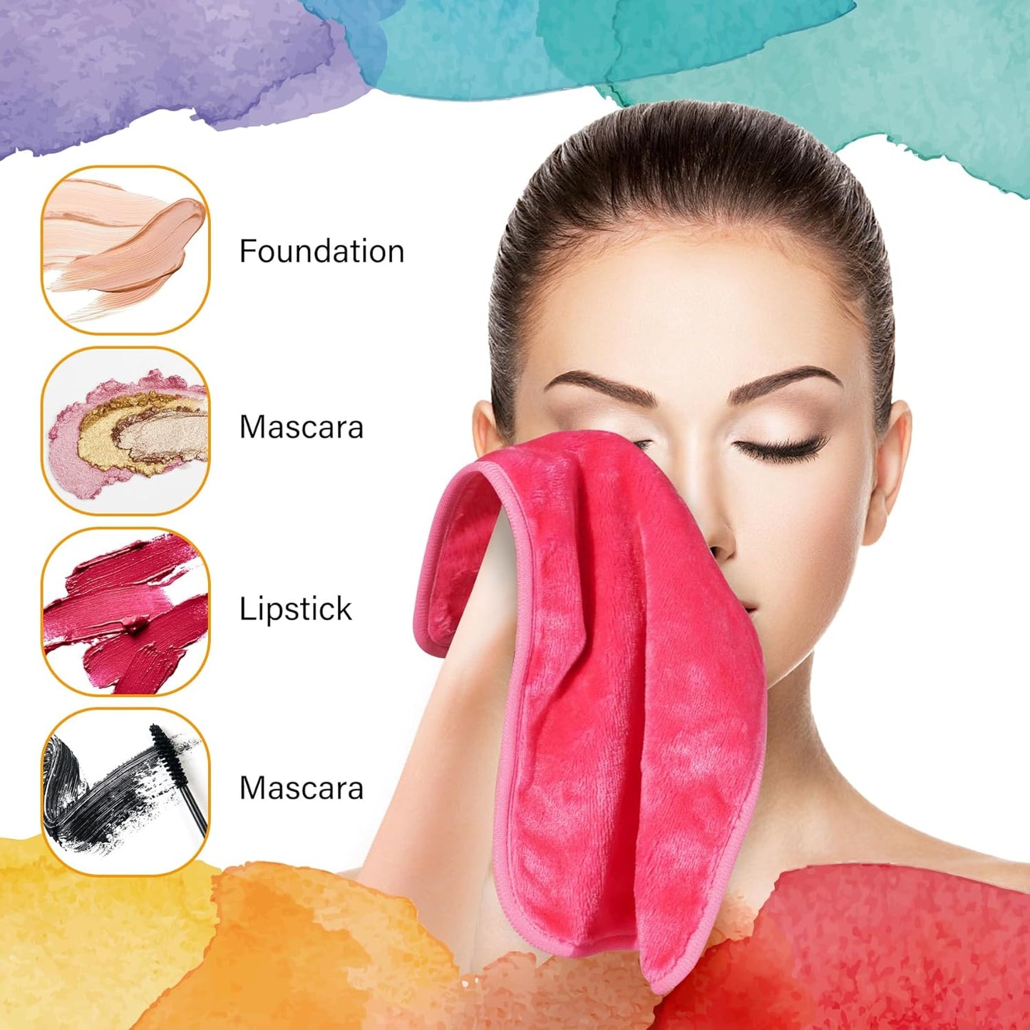 Nugilla Makeup Remover Cloths - 5 Pack Reusable Microfiber Towels for Effortless Makeup Removal | Soft & Gentle on Skin