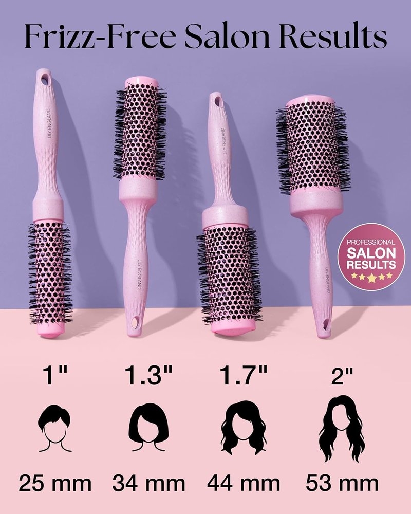 Round Blow Dry Brush Set for Women - Voluminous Blowouts | Ceramic Ionic Technology - Luxury Gift (Pink)