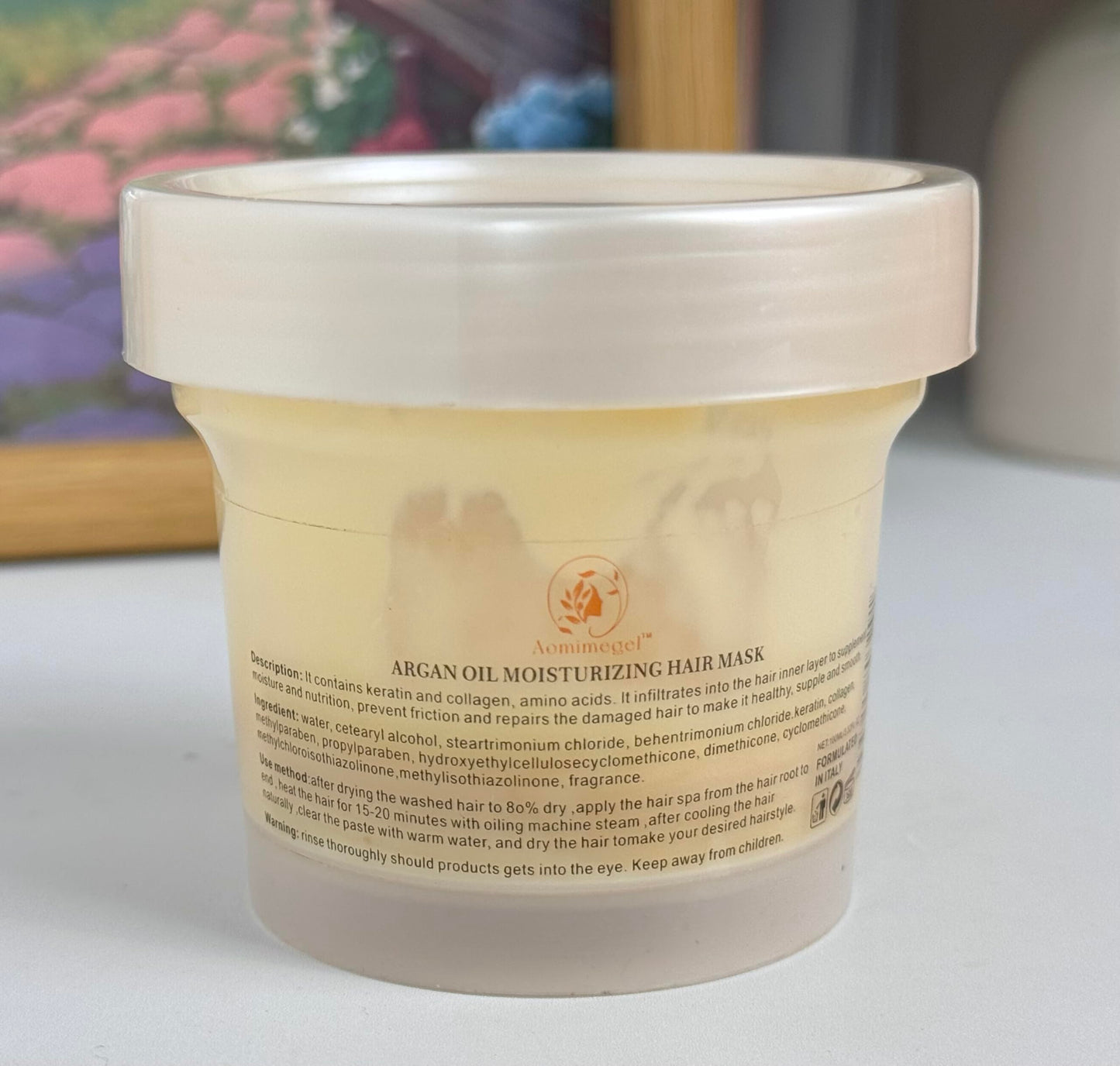 Aomimegel Collagen Hair Mask,Deep Repair Conditioning Argan Oil Hair Mask for Damaged Hair Treatment, Deep Conditioner Hydrating Hair Masque for All Hair Types 3.38 oz 100ml