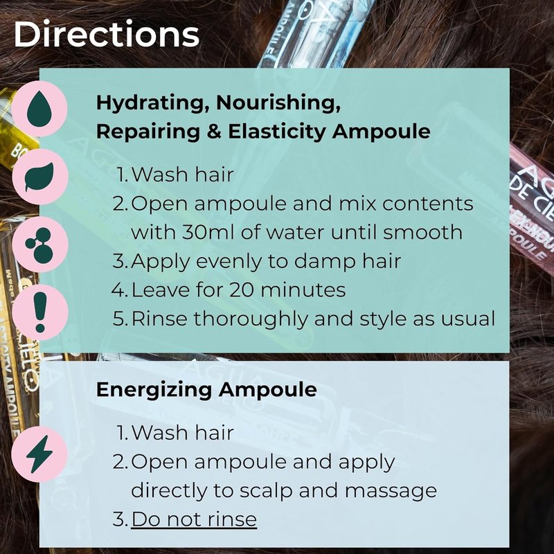 Agua de Cielo Hair Therapy Complex - Professional Hair Ampoules for Intense Nourishment & Hydration | 5 x 10ml