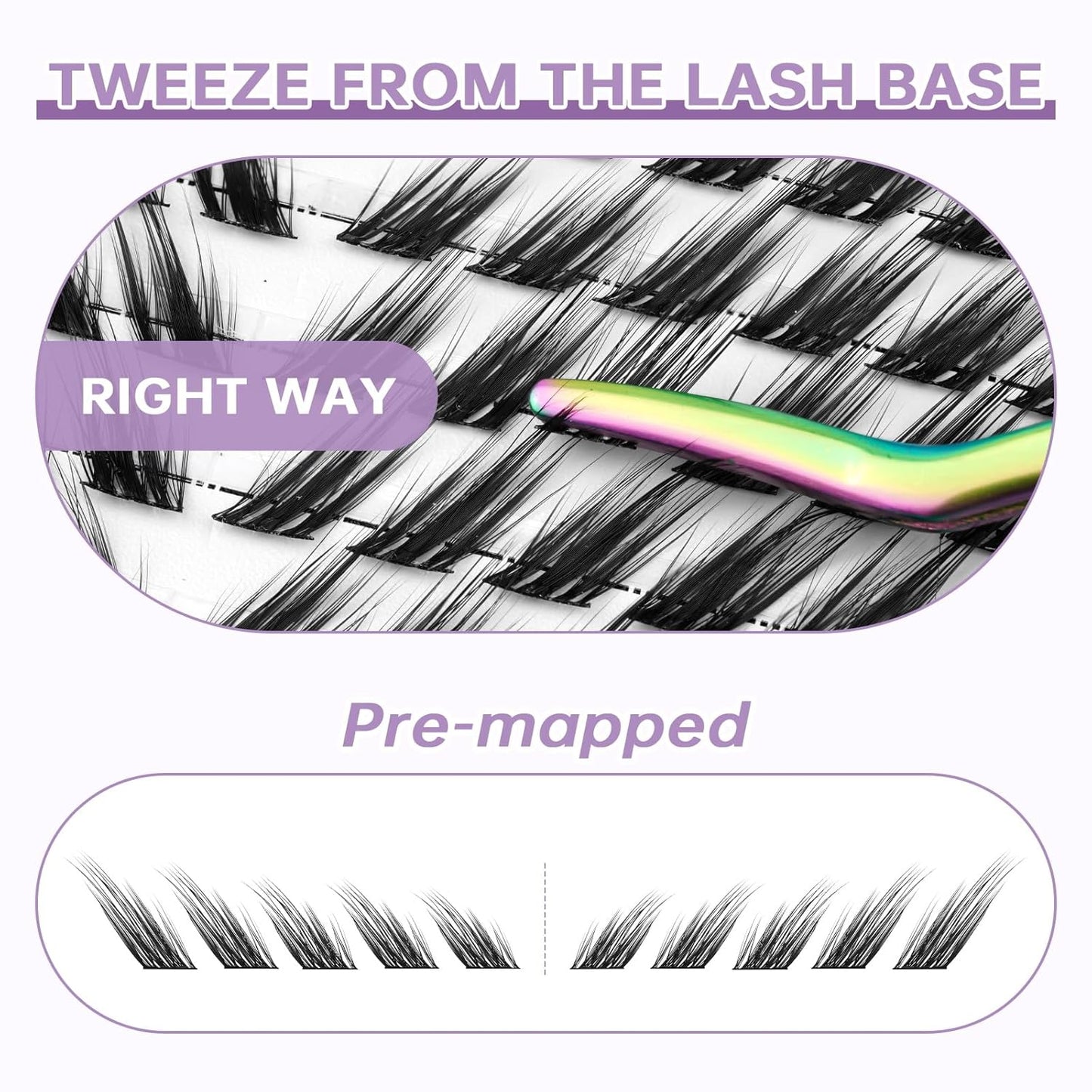 Lash Extension Kit - Foxy Layered Faux Mink Clusters | Lightweight, Waterproof Bond & Seal, Tweezers Included