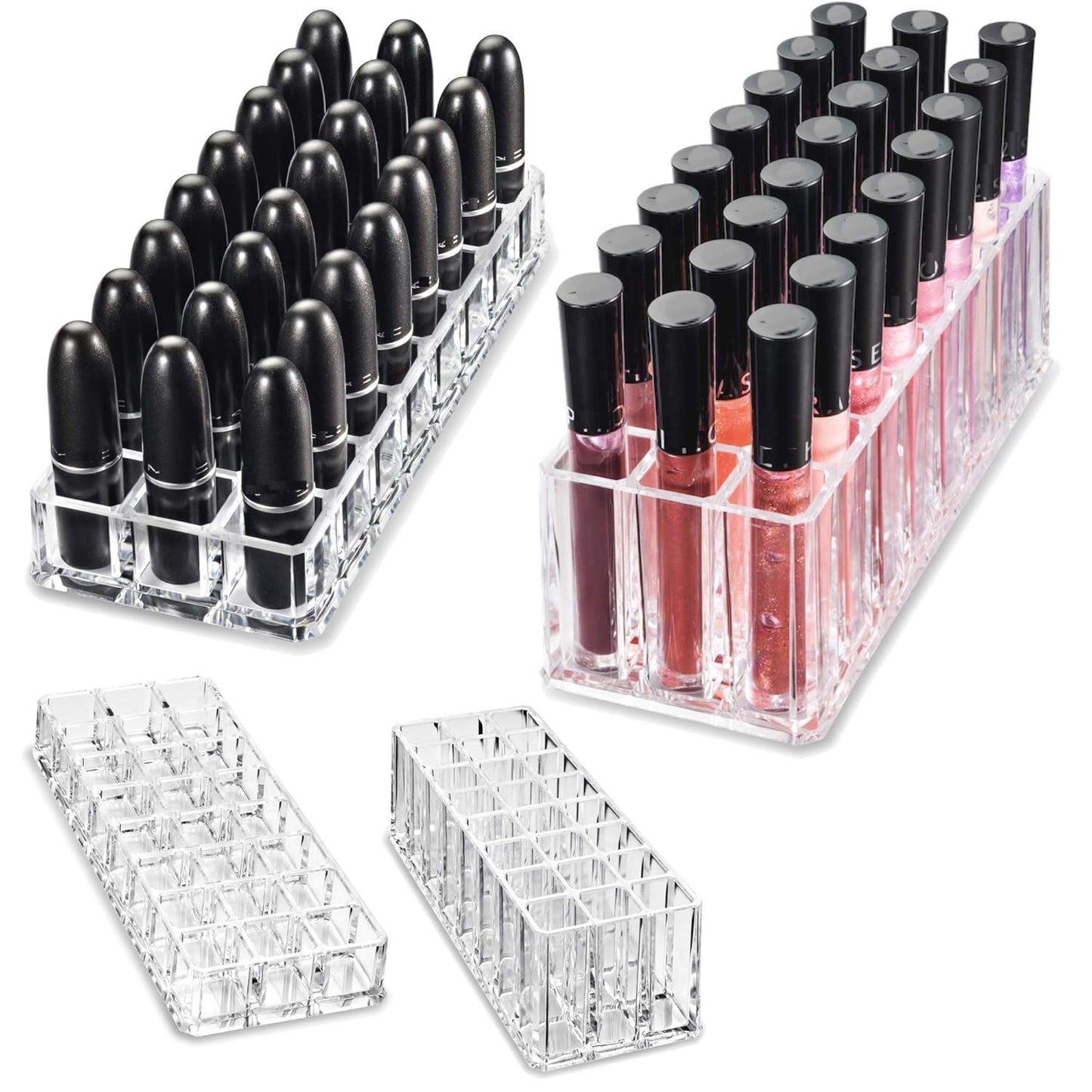 Acrylic Lipstick & Lip Gloss Organizer - 48 Space Clear Beauty Storage