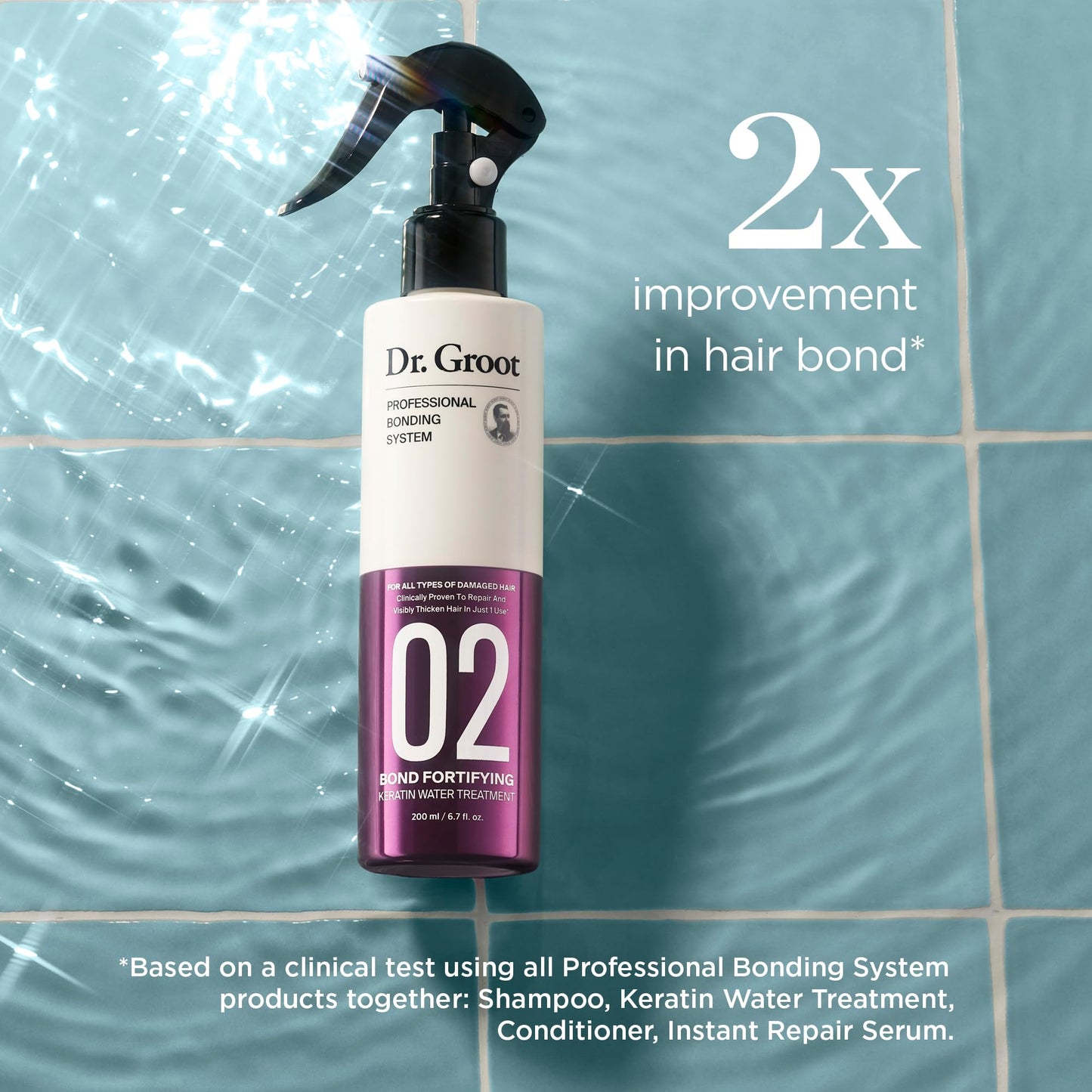 Dr. Groot Bond Fortifying Keratin Treatment, Clinically Proven for Repair and Thickening of Dry, Thin, Damaged Hair - Hair Mask, Glass Hair Effect, Korean Professional Bonding System