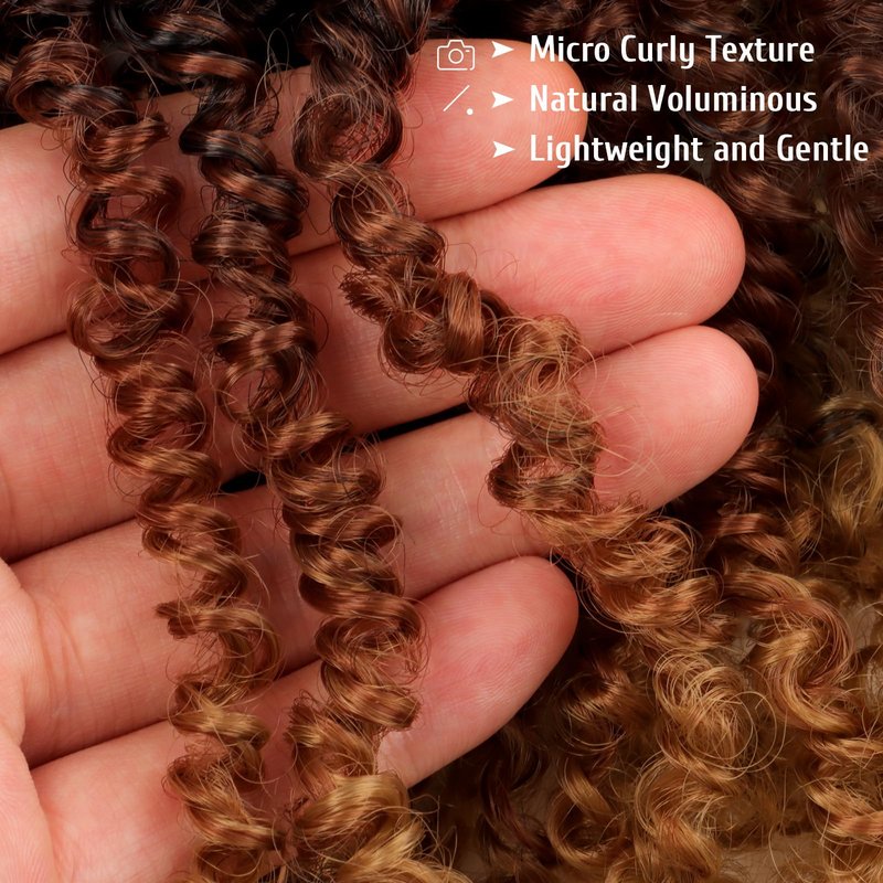 IIFLYDSFA Pre Looped Yanky Twist Crochet Hair 16 Inch 8 Packs 1B/30/27# Black/Brown/Blonde Ombre Fluffy Spring Mini Twist Passion Twist Bohemian Synthetic Crochet Braiding Hair