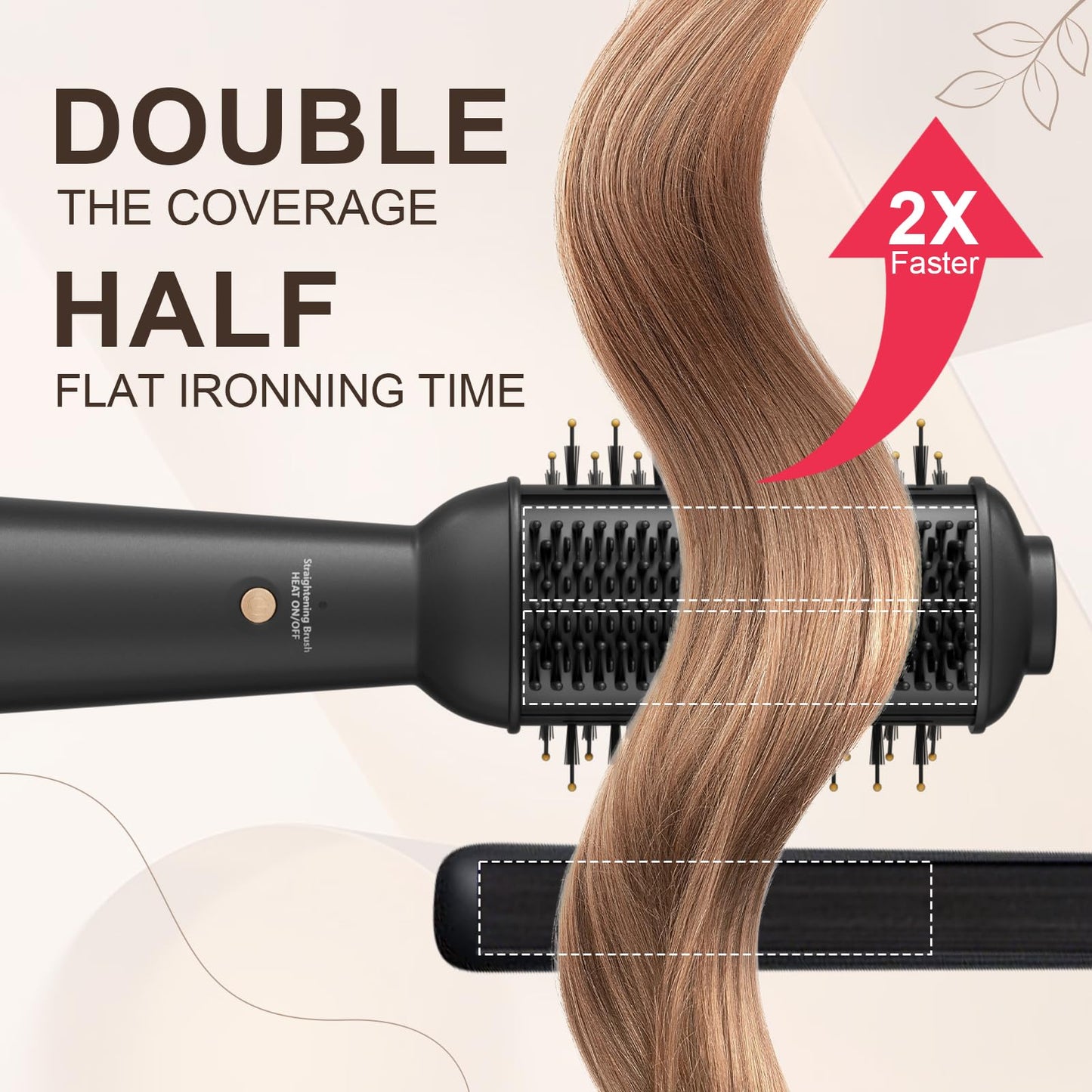 Hair Trends Upgraded 2-in-1 Blow Dryer Brush with Heated Comb, 110-120V Hair Straightener Brush for Black Hair, One-Step Hair Dryer Brush Frizz-Free No Damage