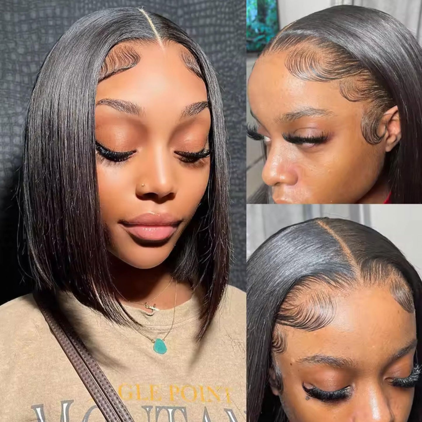 VIYAVIYA Water Bob Wig With Bangs 14inch Short Curly Wigs for Black Women None Lace 130% Density Glueless Human Hair Water Wave Brazilian Hair wigs Natural Color