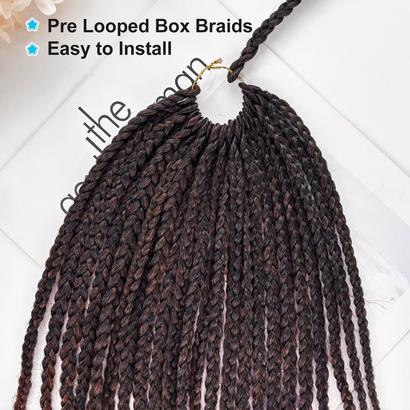 Crochet Braids 18 Inch T30 Ombre Light Brown Box Braid Pre Looped Goddess Box Braid Crochet for Black Women Soft and Lightweight 144 Strands Braids (Ombre Light Brown, 18 Inch)