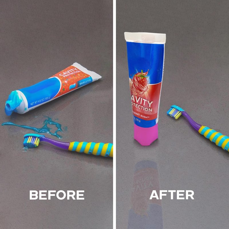 Chrome Cherry | Self-Closing Toothpaste Caps - No Mess Silicone Dispenser for Kids & Adults, Pink, Pack of 1