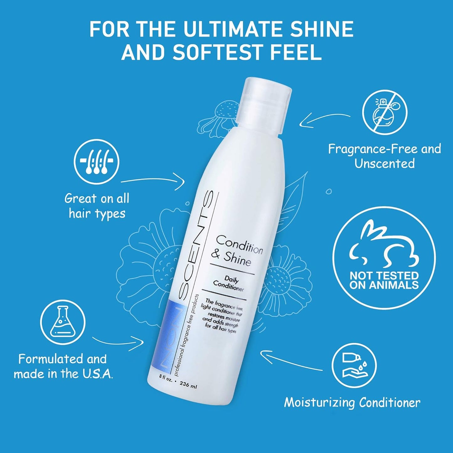 Natural Conditioner for Dry Hair - Cruelty-Free & Sulfate-Free | Unscented, Made in USA