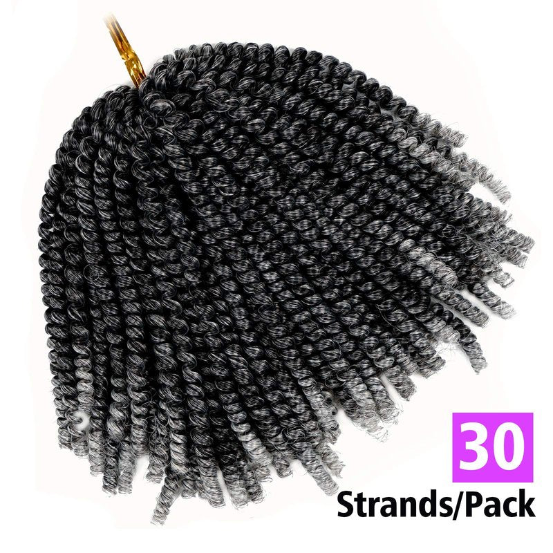 YEBO Spring Twist Hair 12 Inch 4 Packs Ombre Colors Synthetic Braiding Hair Extensions for Woman(1B/12inch)