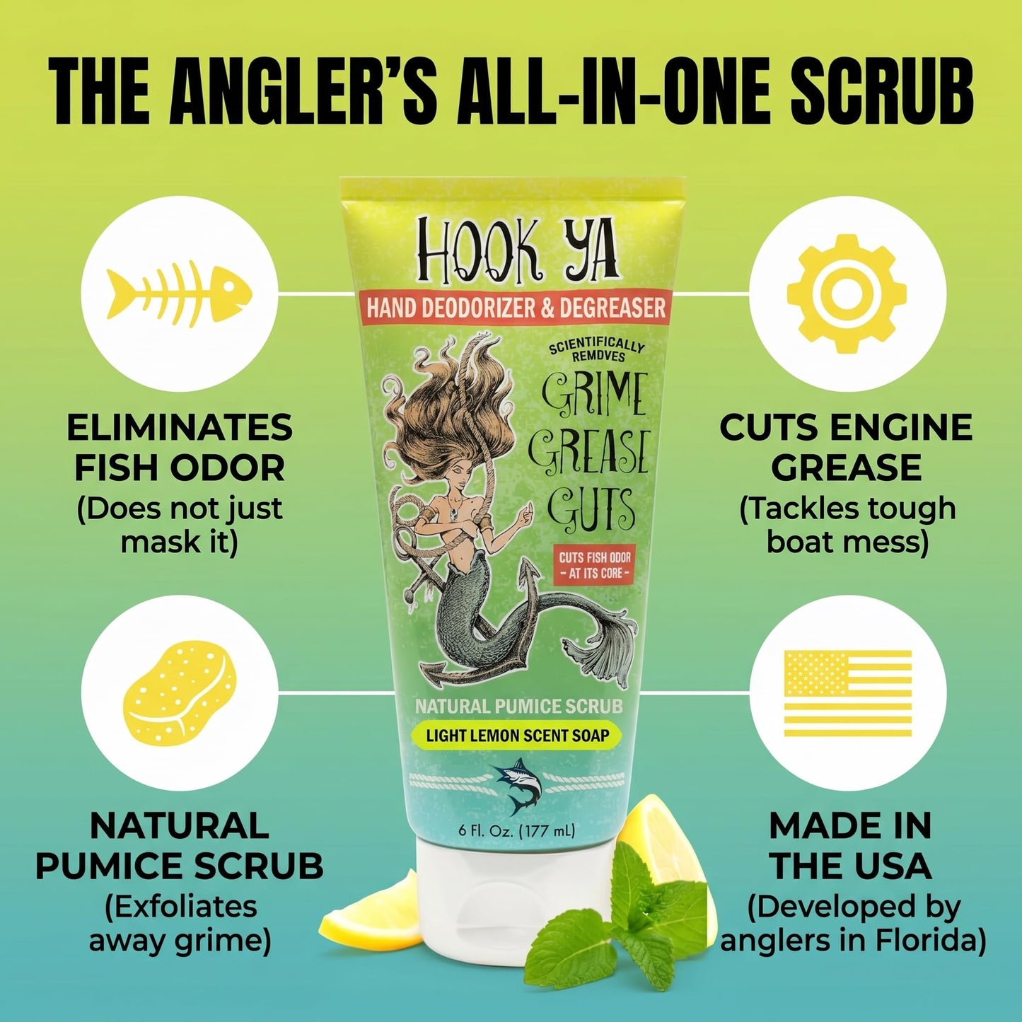 Fishing Hand Soap Fish Smell Remover and Degreaser– Fishing Tool & Essential Fishing Gear for Men – Deodorizing Hand Soap for Anglers, Mechanics, Boat Use & Outdoor Fishing Accessories – 2 Pack 12oz
