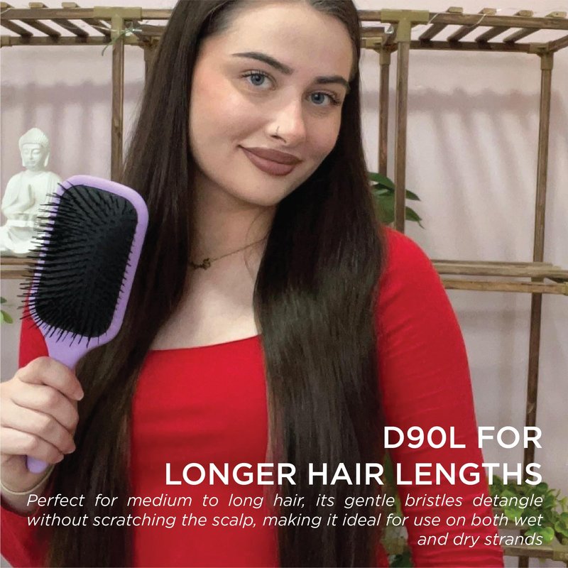 Denman Tangle Tamer Ultra (Violet) Detangling Paddle Brush For Curly Hair And Black Natural Hair - use with both Wet & Dry Hair, D90L