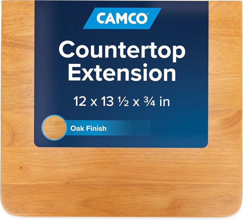 Camco Oak Accent RV Countertop Extension - Non-Toxic Gloss Finish | 12” x 13.5” x .75”