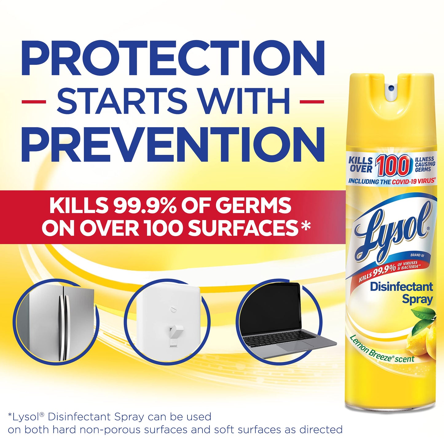 Lysol Disinfectant Spray, Lemon Breeze, 19oz, Clear