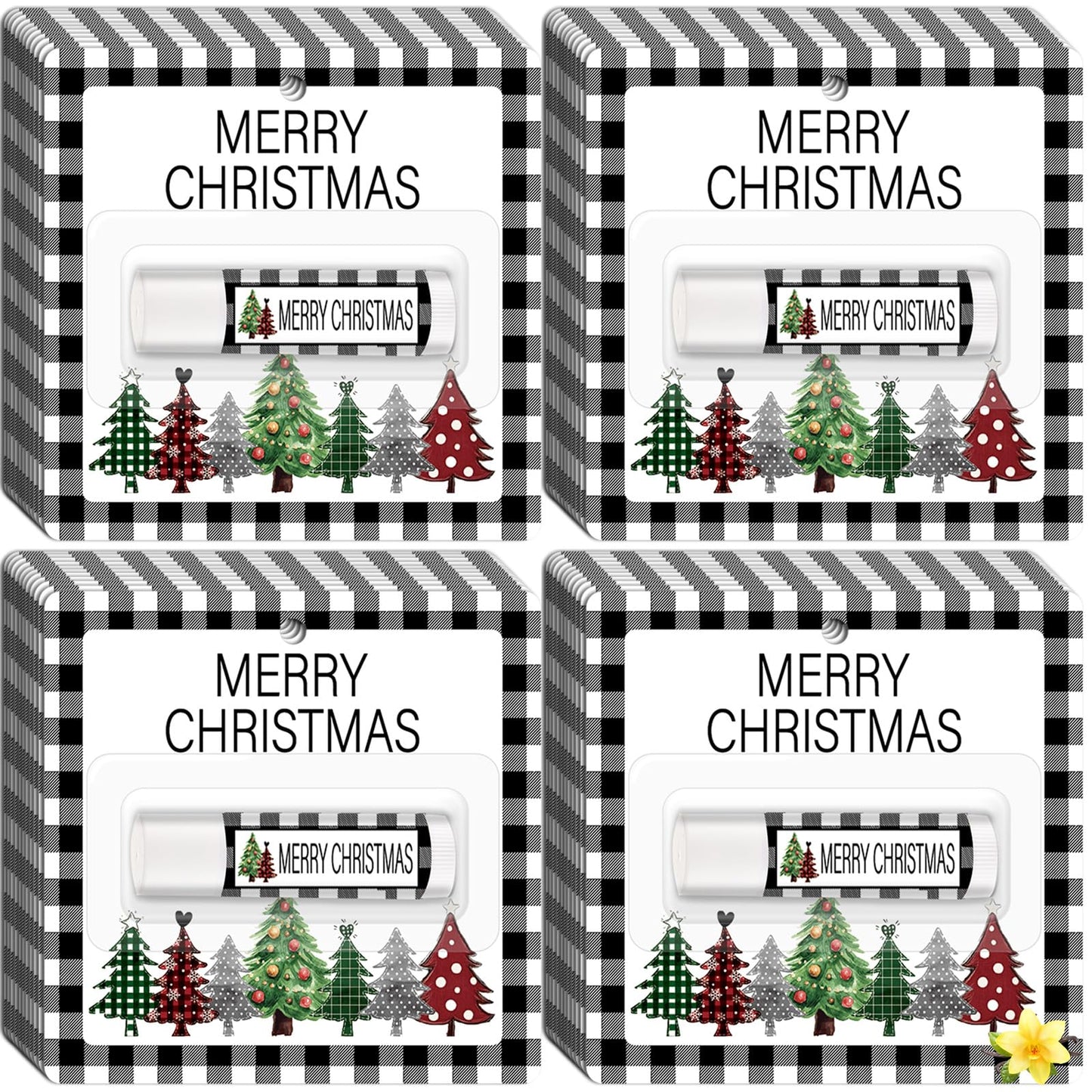 50 Pack Christmas Lip Balm Gift Bulk, Moisturizing Nourishing Lip Balm Appreciation Gift, Xmas Holiday Birthday Party Favors Stocking Stuffers for Women Men Coworker Employee Teacher (Christmas Tree)