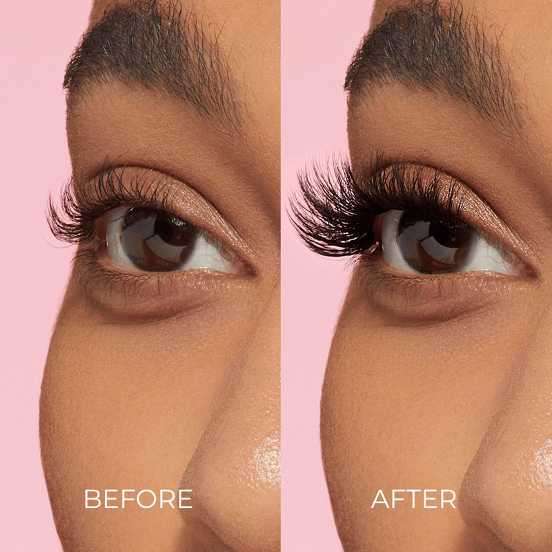 Kiss Impress Falsies Press On Self Adhesive Eyelashes, 12mm-14mm Natural Volume Press On Lashes, Black, No Glue Needed, Invisible Band, 12 Lash Clusters - Bold