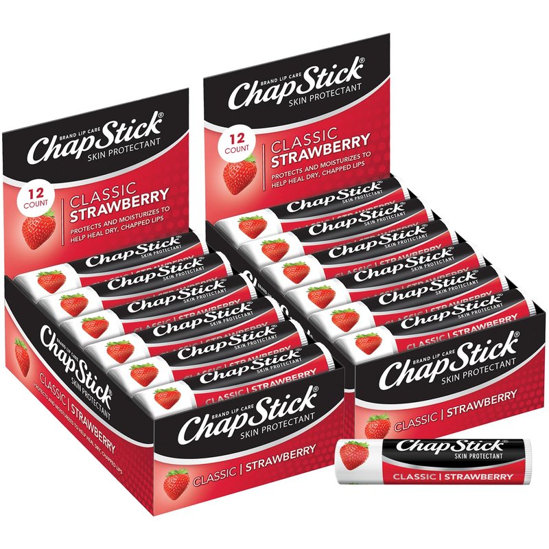 Classic Strawberry Lip Balm - 24-Count Tinted Moisturizer | Juicy & Sweet, 0.15 Oz Each