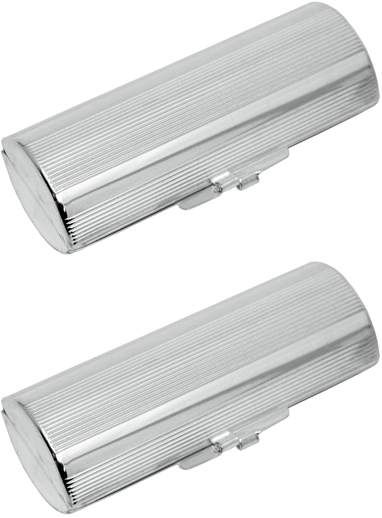 Stephanie Imports Set of 2 Capsule Shaped Lipstick Cases (Silver Ridges)