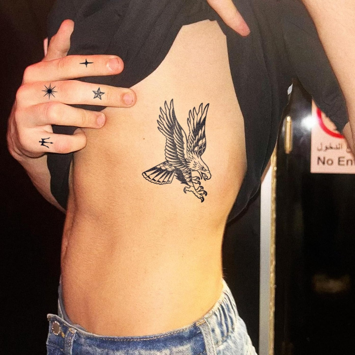 Realistic Semi-Permanent Tattoos - 2 Sheets for Men & Women | Waterproof Eagle Wing & Angel Flame Designs, Lasts 1-2 Weeks