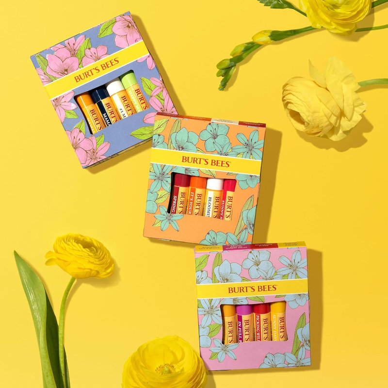Burt's Bees Lip Balm Gift Set - Natural Pomegranate, Watermelon & Coconut Flavors | 4 Tubes, 0.15 oz Each