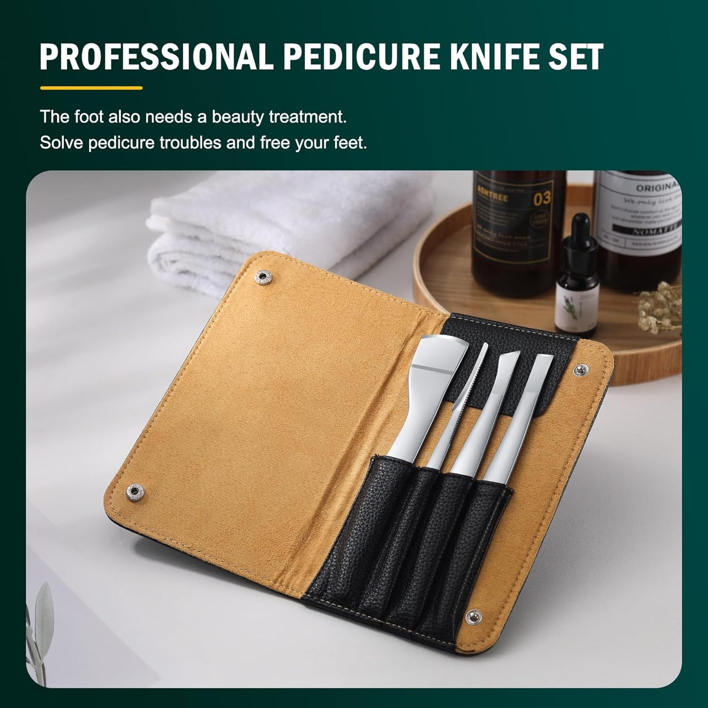 Professional Pedicure Knife Set - 4PCS Ingrown Toenail Removal Blades Kit | Stainless Steel Callus Shaver - Silver