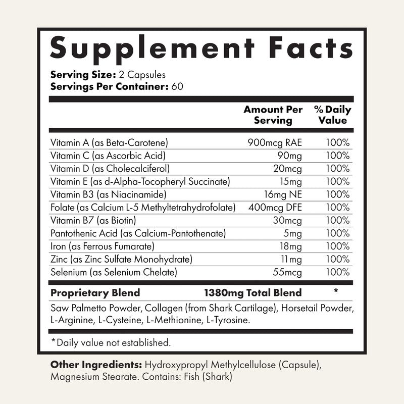 Foundation Skincare UnTangled Hair Vitamins (60-day supply) - Collagen & Biotin Supplement for Women & Men, Visibly Thicker, Faster Hair Growth