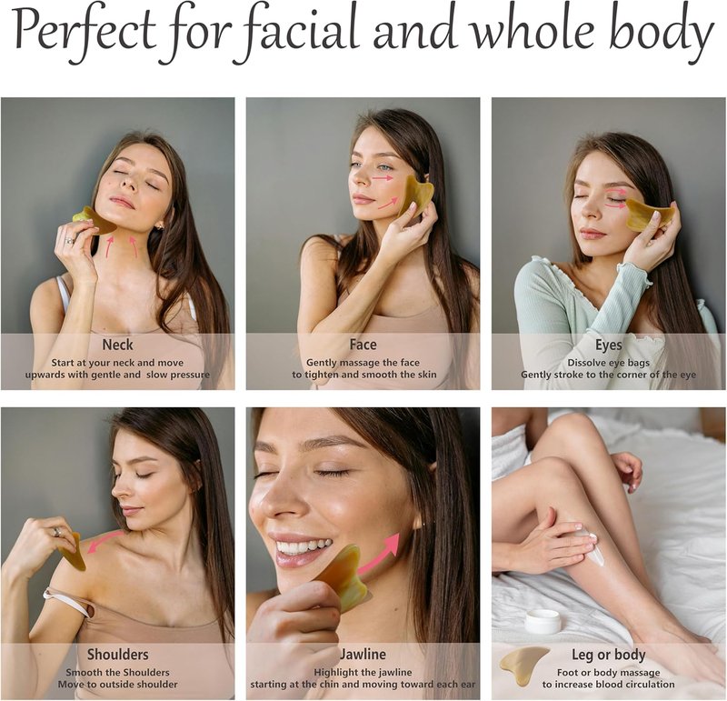 Gua Sha Facial Tool - Effective Face Massager for Puffiness & Anti-Aging | Rejuvenate Skin