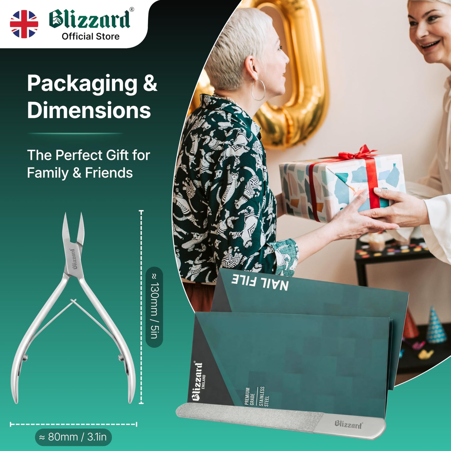 Blizzard Ingrown Toenail Clippers - Podiatrist Toenail Clippers for Thick Nails for Seniors - Ingrown Nippers for Men - German Steel Podiatry Tool with Toenail File - 13cm Arrow Head