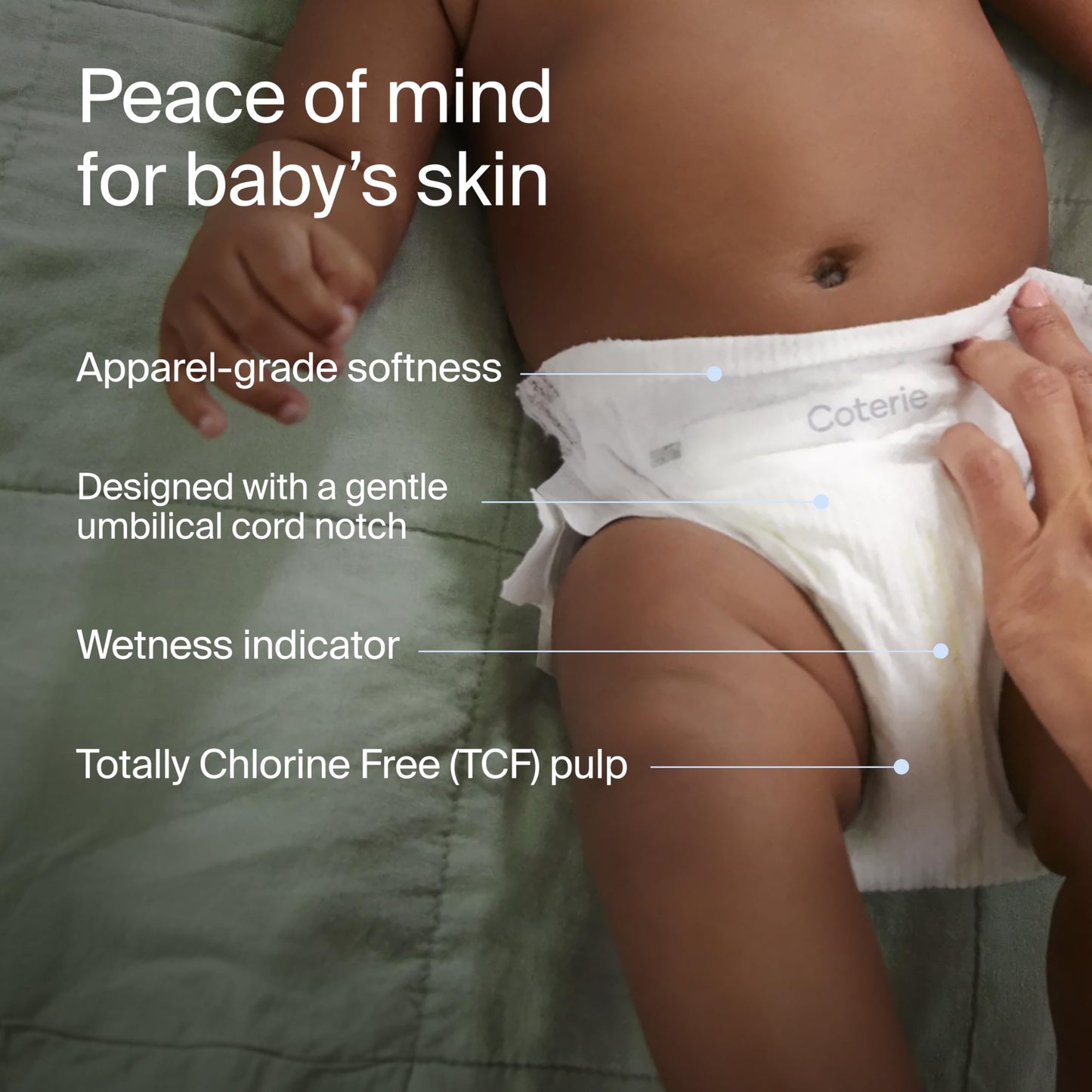 Coterie Baby Wipes + Diapers Kit, Size 1 (198 Count) & Size Newborn Diapers (93 Count), 4 Pack (224) Wipes with 99% Water, Plant Based Materials, Hypoallergenic for Sensitive Skin, Baby Essentials
