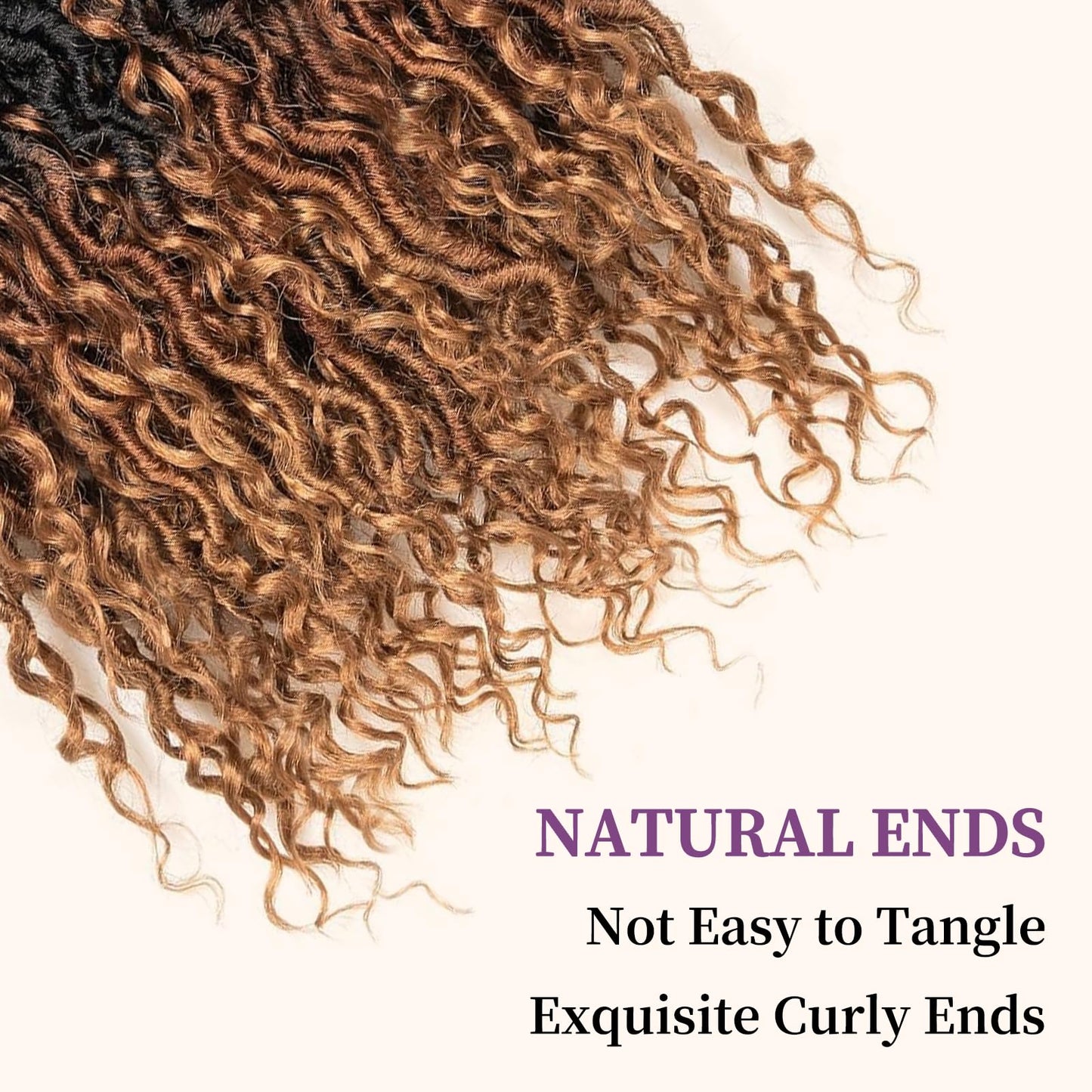 Goddess Locs Crochet Hair 14 Inch 8 Packs Faux Locs Crochet Hair Pre Looped for Women Boho Crochet Locs with Curly Ends (T1B/30/27)
