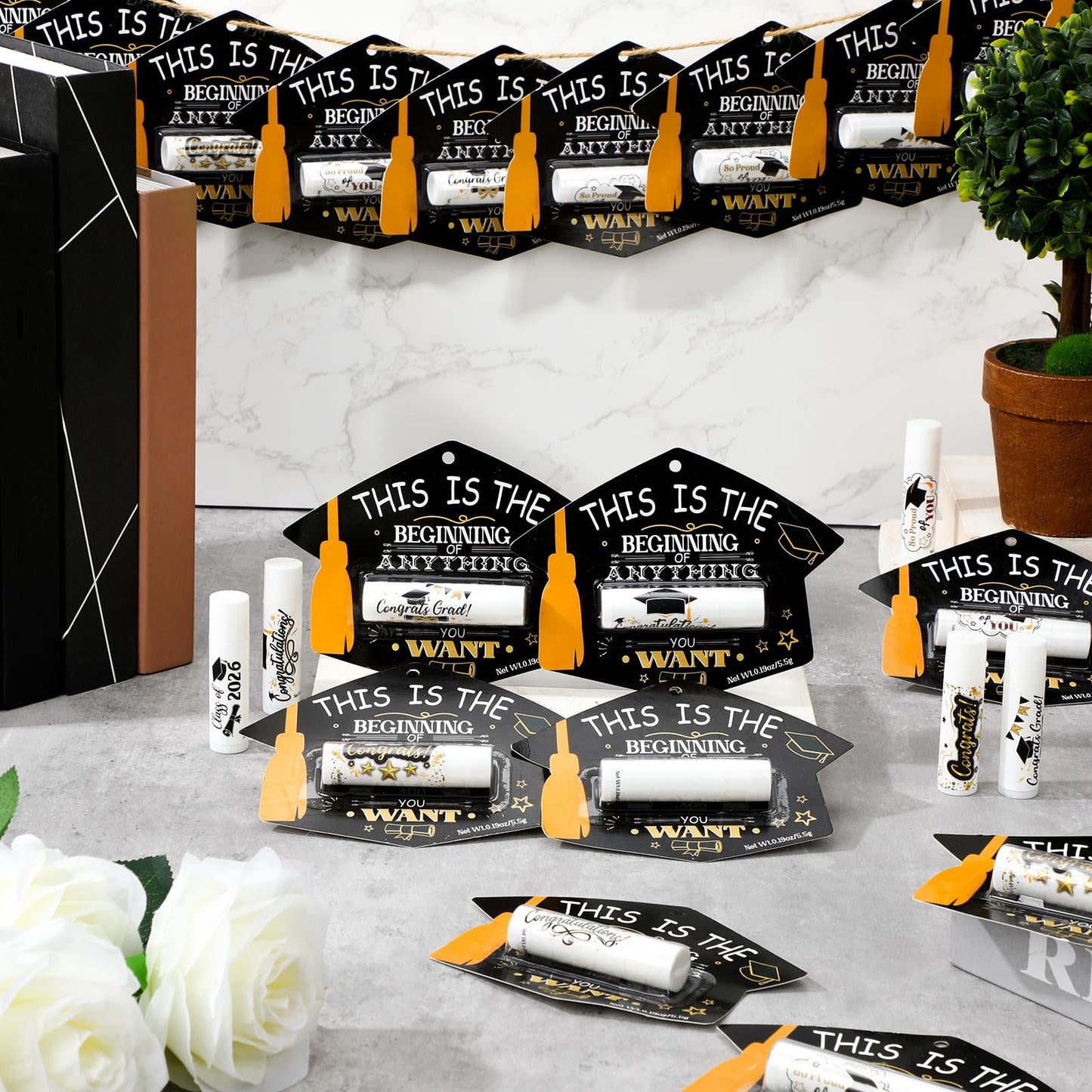 30 Pack 2026 Graduation Gift Bulk Graduation Lip Balms Class of 2026 Congrats Grad Party Favors This Is the Beginning of Anything You Want Grad Party Favors for School Classmates Women Men Gifts