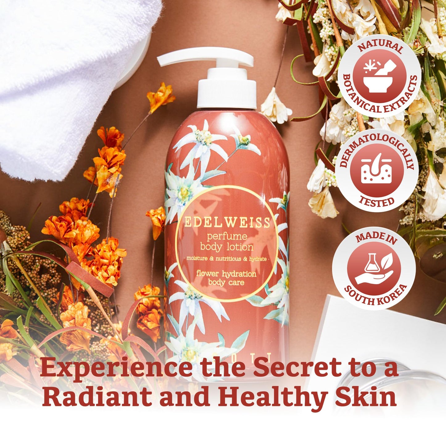 Jigott Edelweiss Perfume Body Wash 25.36 FL OZ / 750ml + Edelweiss Perfume Body Lotion 16.9 FL OZ / 500ml