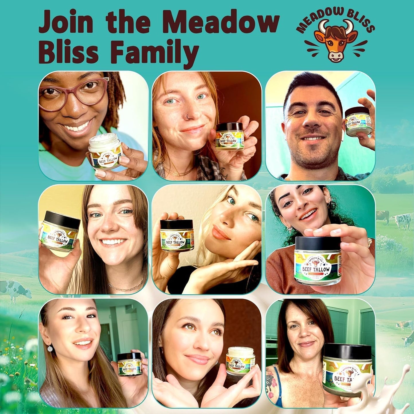 Meadow Bliss Beef Tallow for Skin - Moisturizer Cream - 100% Grass Fed - Whipped Beef Tallow - Manuka Honey - Organic Jojoba Oil, Shea Butter - Supports Eczema, Rosacea - USA - Citrus Breeze - 4 oz