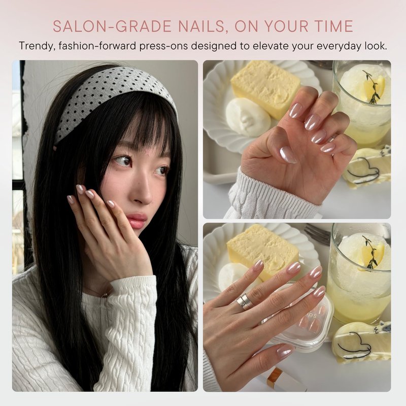 Celebritips Nail Art Press-Ons | Short Almond Nails, Reusable | 16 sizes - 32 Nails Kit with Super-hold Nail Glue and Sticky Tabs (Maui)