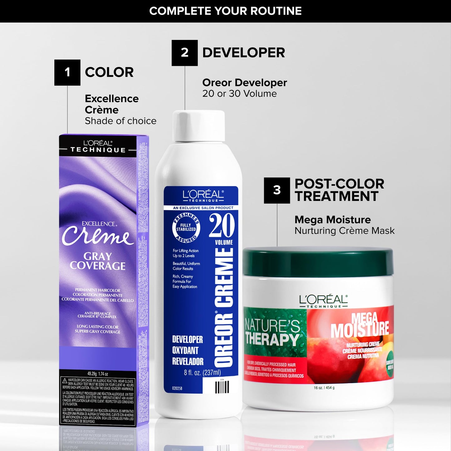 L'Oréal Technique Excellence Crème Permanent Hair Color - Long-Lasting Hair Dye, Rich Formula With No-Drip Application, Superb Gray Coverage, Extra Ash Blond