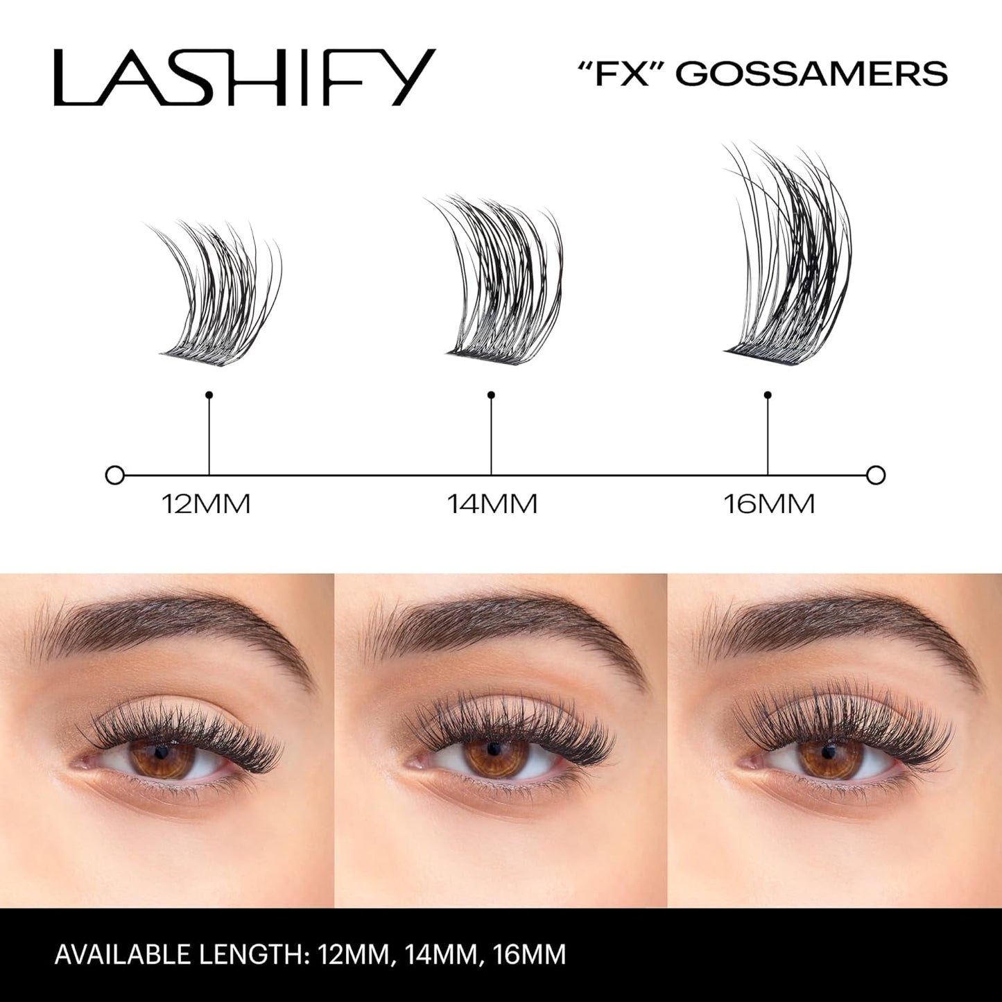 Lashify Fluffy FX 12mm Gossamer Eyelash Extensions | Curly & Fluttery Black Refill Lashes