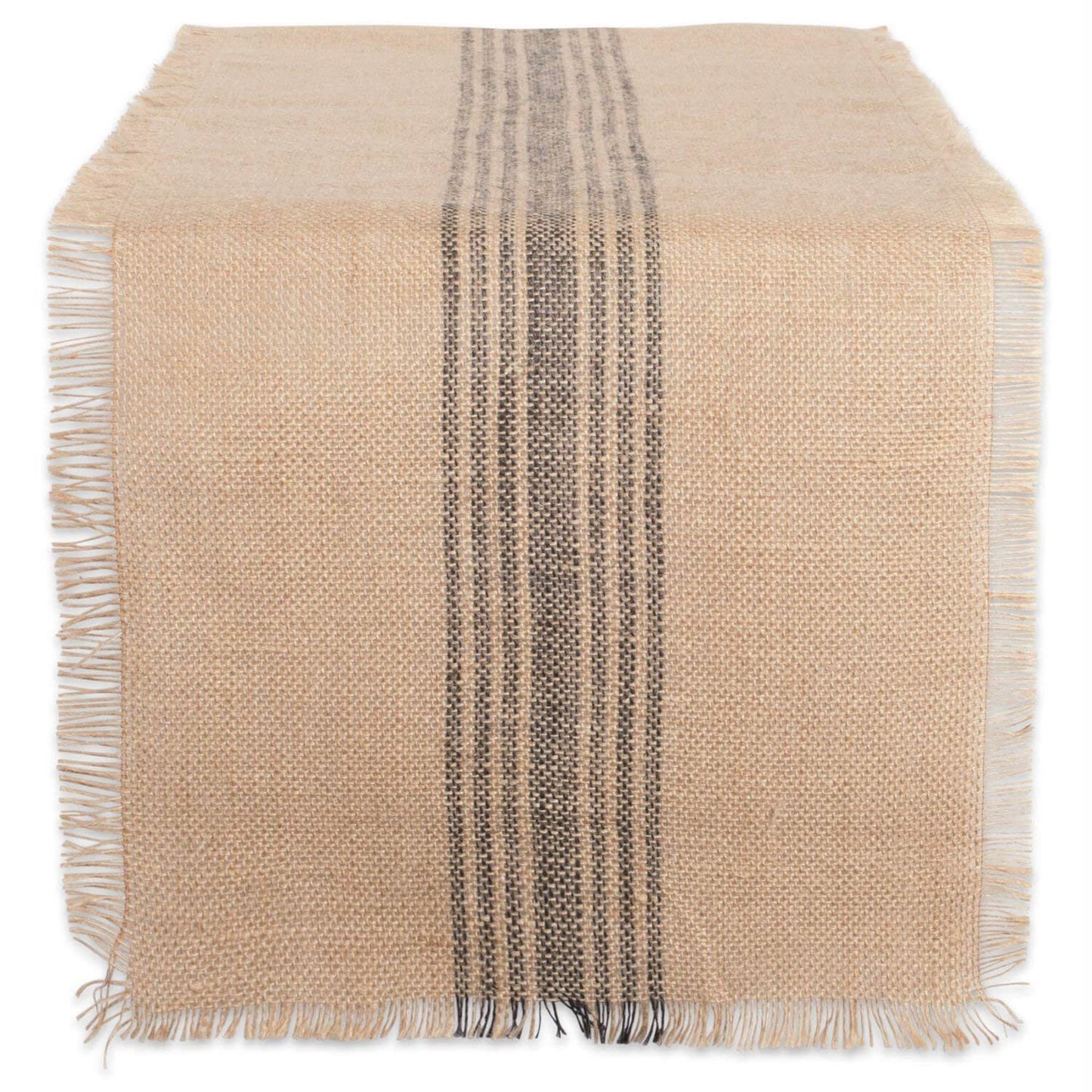 DII Jute Burlap Collection Kitchen Tabletop, Table Runner, 14x72, Middle Stripe Gray