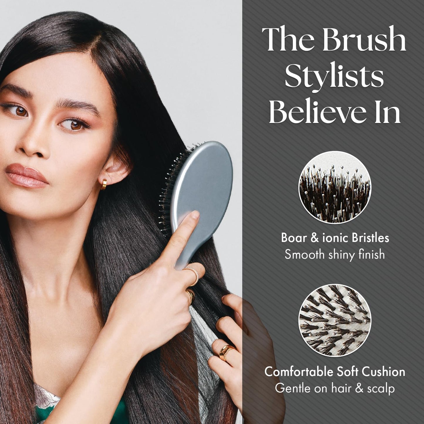 Olivia Garden Ceramic + Ion Supreme Paddle Hair Brush for Men and Women - Professional Boar Bristle Hair Brush for All Hair Lengths - Frizz-Free Results