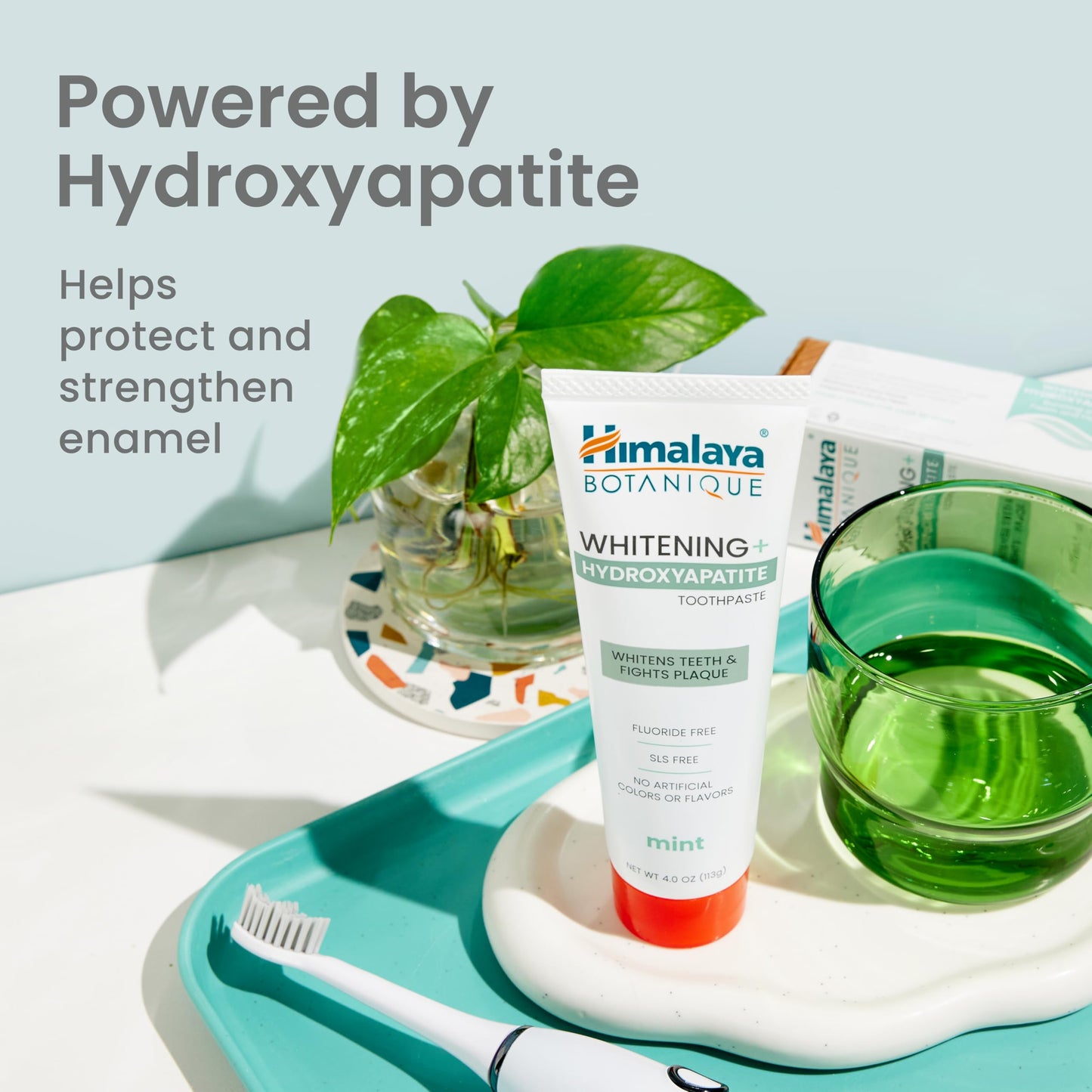Himalaya Fluoride Free Botanique Whitening Nano Hydroxyapatite Toothpaste, Support Enamel Strength & Integrity, Great for Sensitive Teeth, SLS Free & Vegan, Mint, 4 oz (Pack of 4)