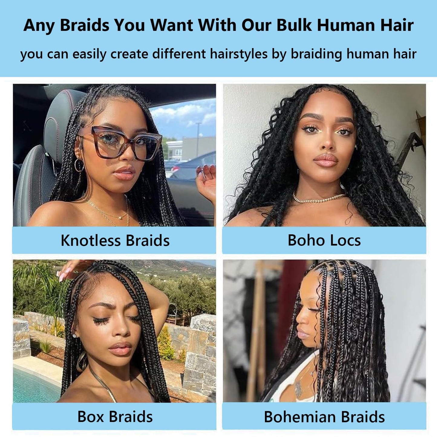 Human Braiding Hair For Boho Braids 110g Jerry Curly Bundles Human Hair 12A Remy Boho Human Hair For Braiding No Weft 2 Bundles/Pack Bulk Boho Hair for Braiding 16 inch Natural Black