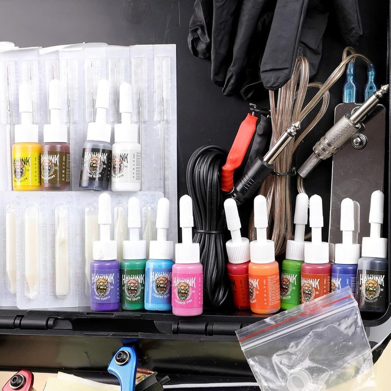 Complete Tattoo Kit - 4 Machines, Power Supply & 14 Inks | Portable Carry Case