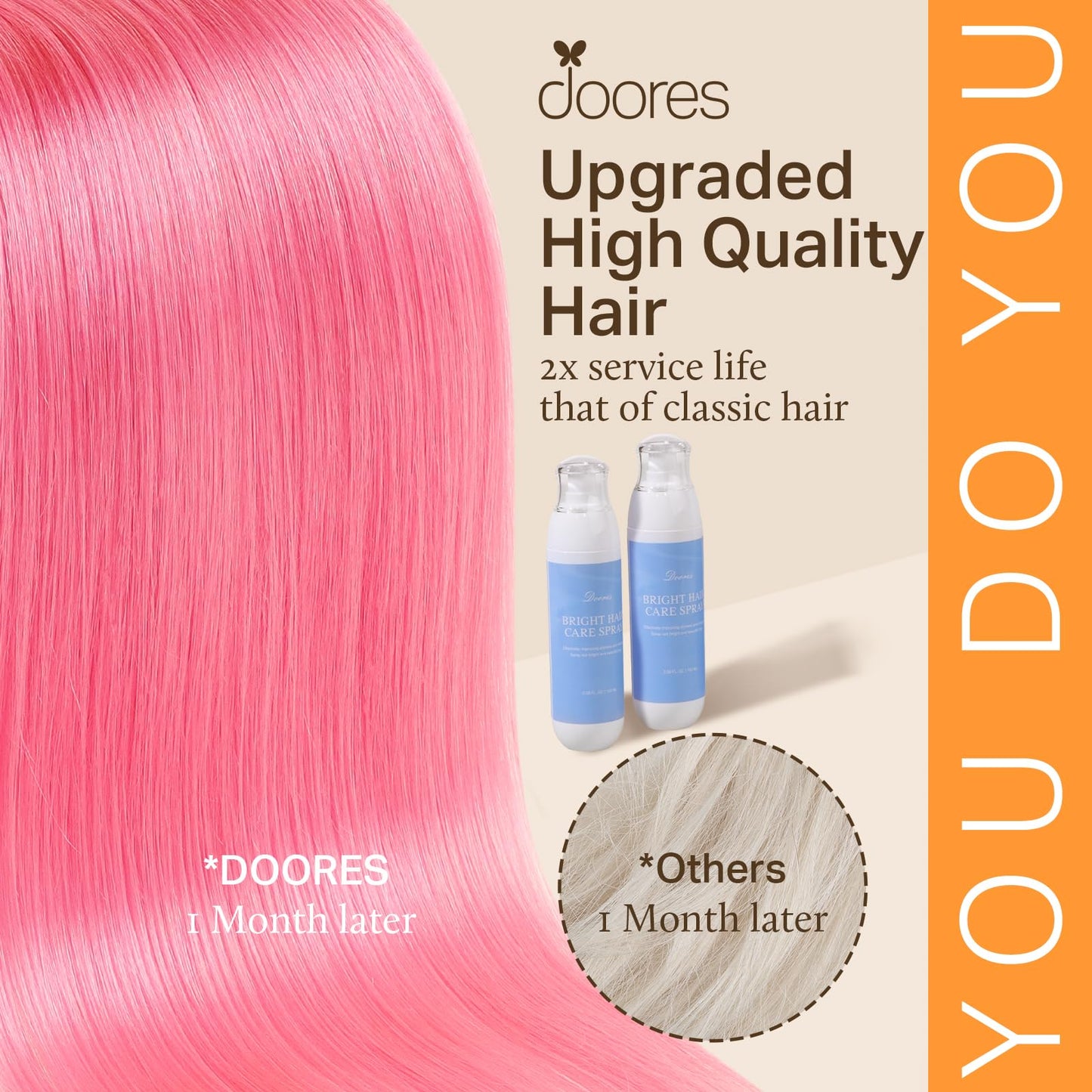 DOORES Light Pink Hair Extensions, 25g/25s 22 Inch I Tip Human Hair Extensions for Women